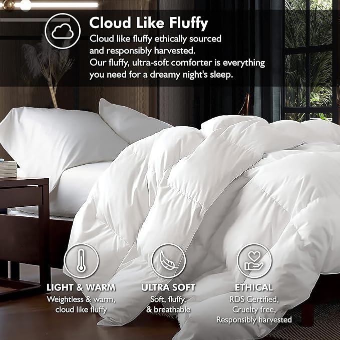 Luxurious Full Size Goose Down Fiber Waterfowl Feather Fiber Comforter Duvet - Image 2