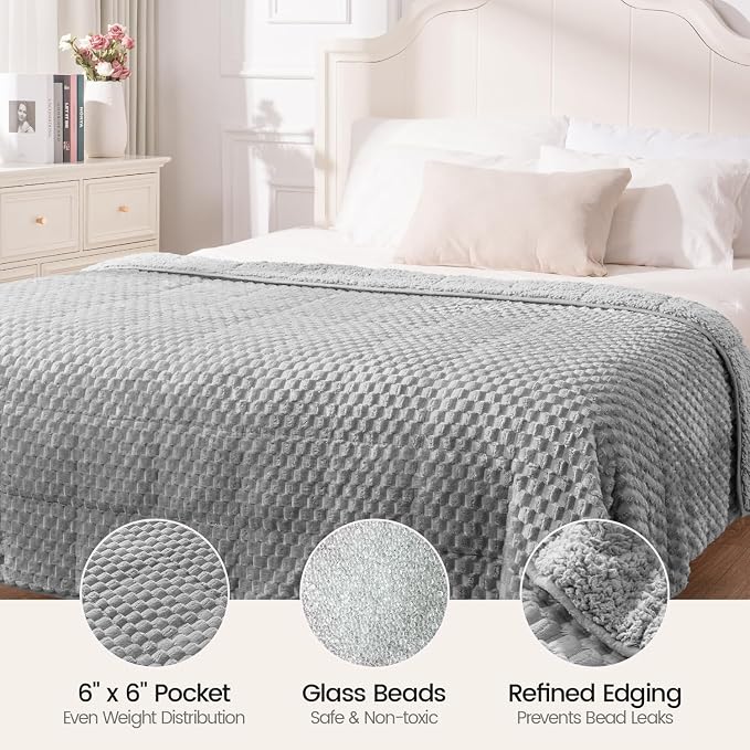 Super Fuzzy Soft Fleece Sherpa Weighted Blanket 15 lbs - Image 5