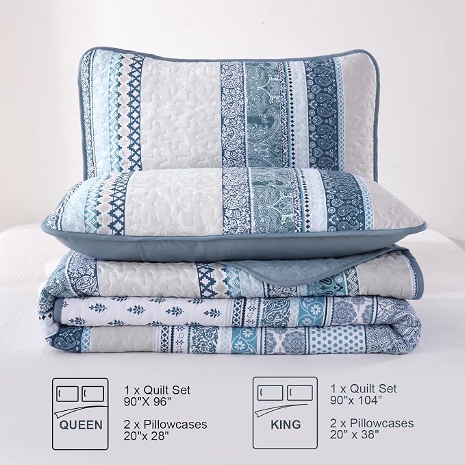 WONGS BEDDING Boho Quilt Set Oversize California King Size, Lightweight - Image 7