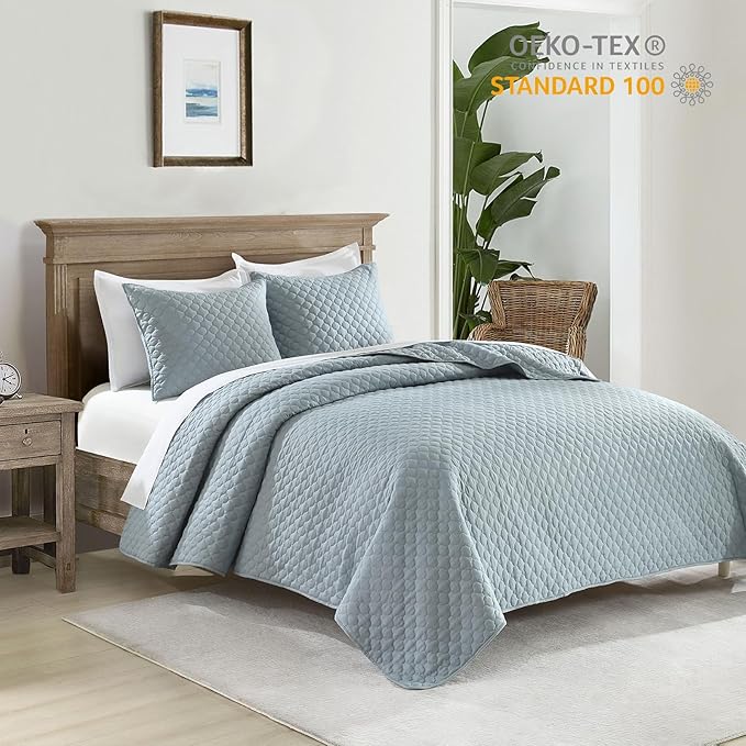 HORIMOTE HOME Quilt Twin Size Chambray Blue, Lightweight Quilt - Image 5