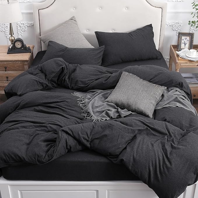 PURE ERA Jersey Knit Duvet Cover Set 100% T-Shirt Cotton Super Soft Comfy 3pc by PUREERA