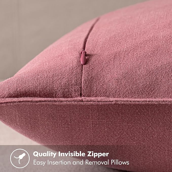 MIULEE Decorative Linen Euro Sham Pillow Covers 24x24 Cranberry Red ​Boho - Image 3