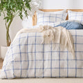 Blue Plaid Duvet Cover Queen Size, 100% Soft Washed Cotton Queen Duvet Cover by Unknown