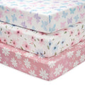 Baby Mini Crib Sheets Girl, Portable 38”x26” Pack and Play Sheets Fitted by FIEMOL