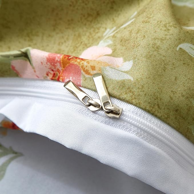 mixinni Duvet Cover Full Size, Long Staple Cotton Reversible Green Floral Duvet - Image 6