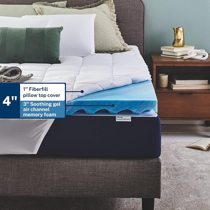 Sleep Innovations Dual Layer 4 Inch Memory Foam Mattress Topper, Queen Size - Image 3