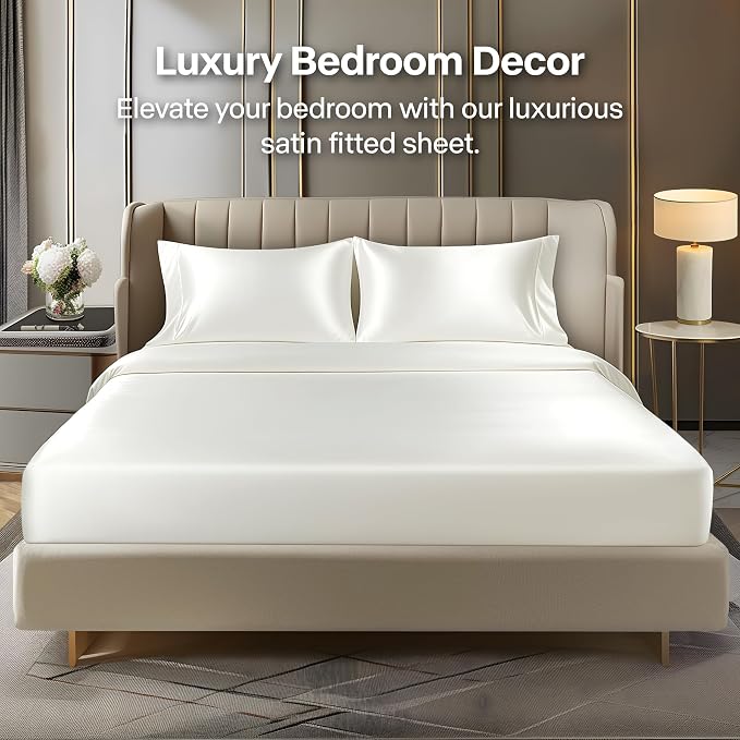 BEDELITE Satin Fitted Sheet and Pillowcases Set, Luxury Soft Similar to Silk - Image 2