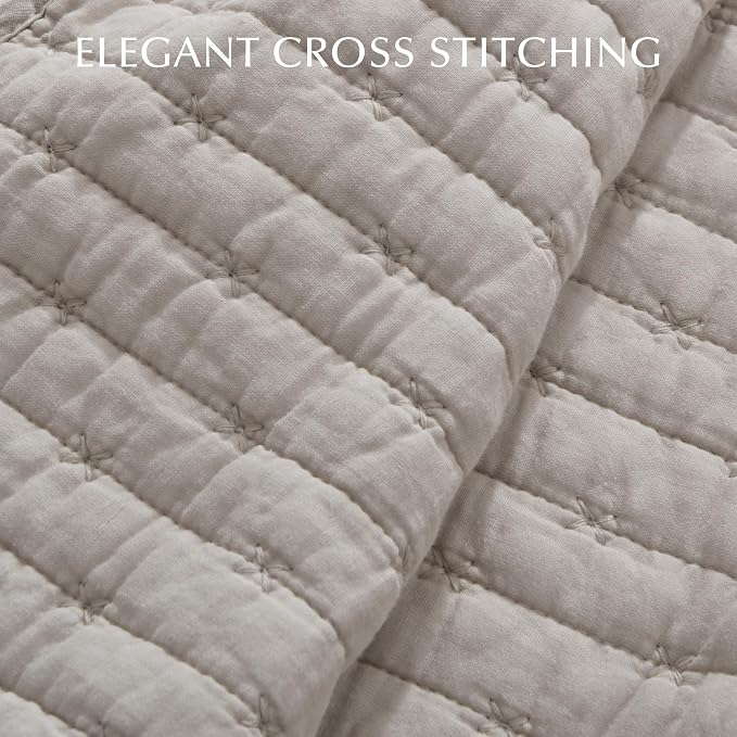 EVERGRACE Cross Stitch Pre-Washed Cotton Quilt Bedding Set Queen Size, - Image 3