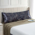 EXQ Home Satin Body Pillowcase for Hair and Skin- Rose on Blue Silk Long by EXQHomeTexitleCoLtd