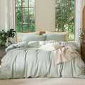 MooMee Bedding Duvet Cover Set 100% Washed Cotton Linen Like Textured by MOOMEE