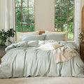 MooMee Bedding Duvet Cover Set 100% Washed Cotton Linen Like Textured by MOOMEE
