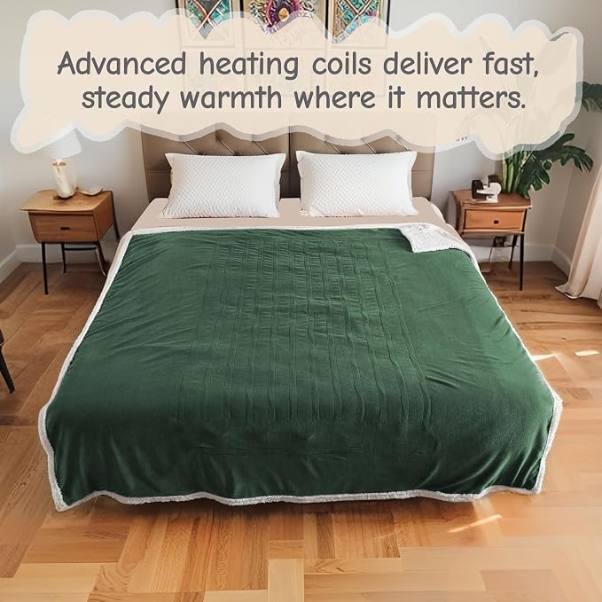 Electric Heated Blanket Full Size 72"x84", Soft Flannel - Image 7