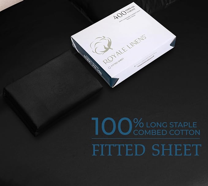 Royale Linens 400 Thread Count 100% American Grown Cotton Fitted Sheet Full Size - Image 9