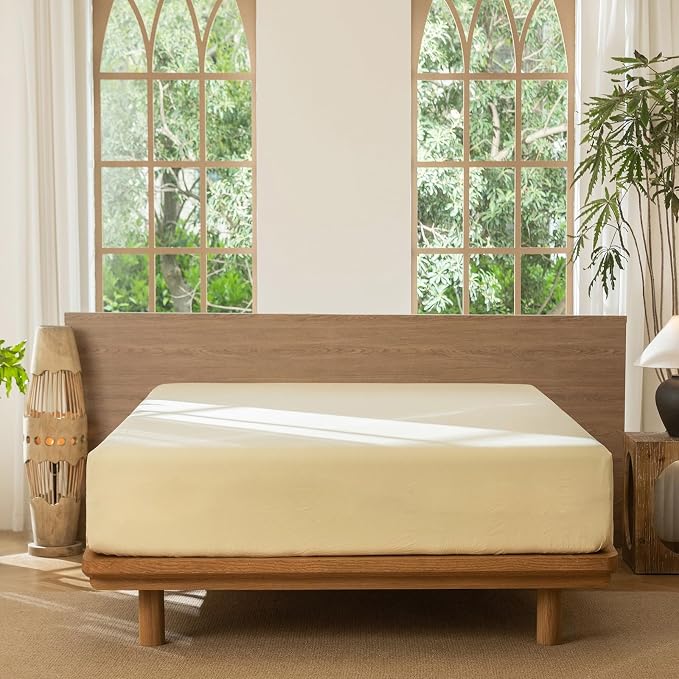 MooMee Fitted Bottom Sheet Only 100% Washed Cotton Linen Like Textured - Image 8