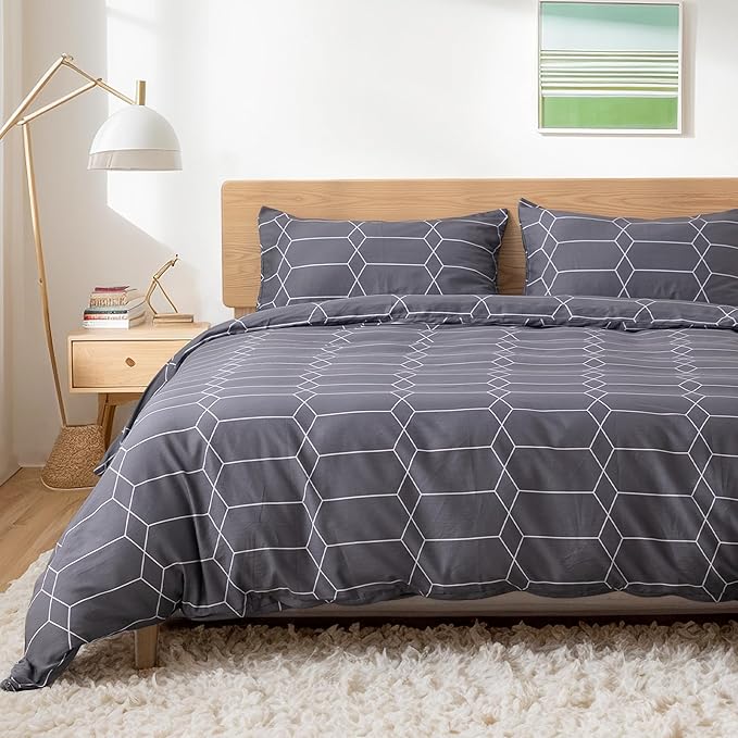 TOCOMOA Plaid Duvet Cover Set 100% Natural Cotton Soft Comfy Breathable 3 Piece by TOCOMOA