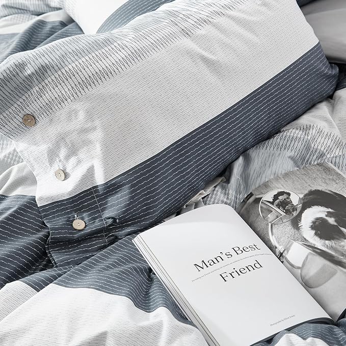 mixinni Geometric Striped Duvet Cover Set - Image 5