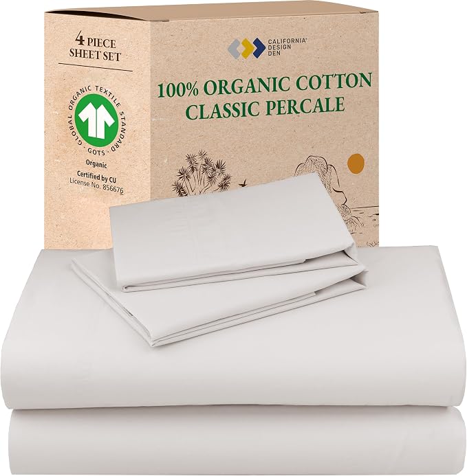 California Design Den 100% Organic Cotton Sheets Queen Size Bed Set by CaliforniaDesignDen