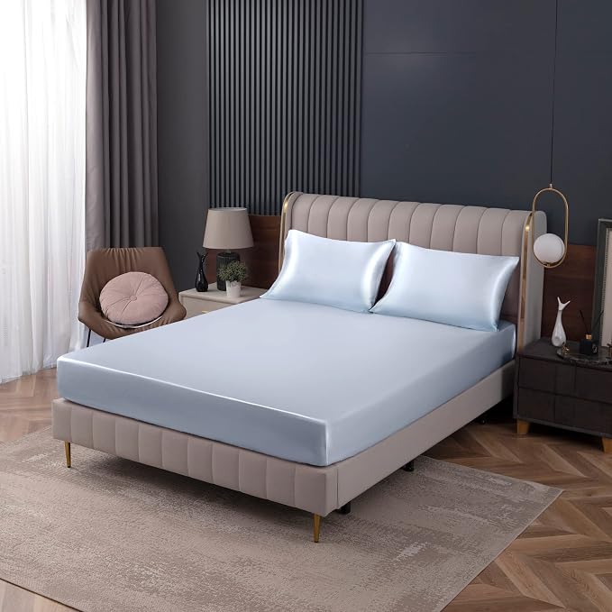 Homiest Baby Blue Satin Fitted Sheet - Image 8