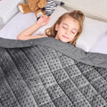 Grey Weighted Blanket Kids 7lbs, Breathable Cooling Minky Heavy Throw Blanket by BETU