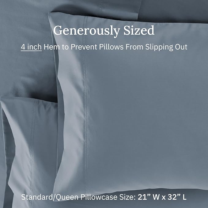Luxuriously Soft Premium 600 Thread Count, 100% Cotton Set of 2 Cases, Crisp - Image 5
