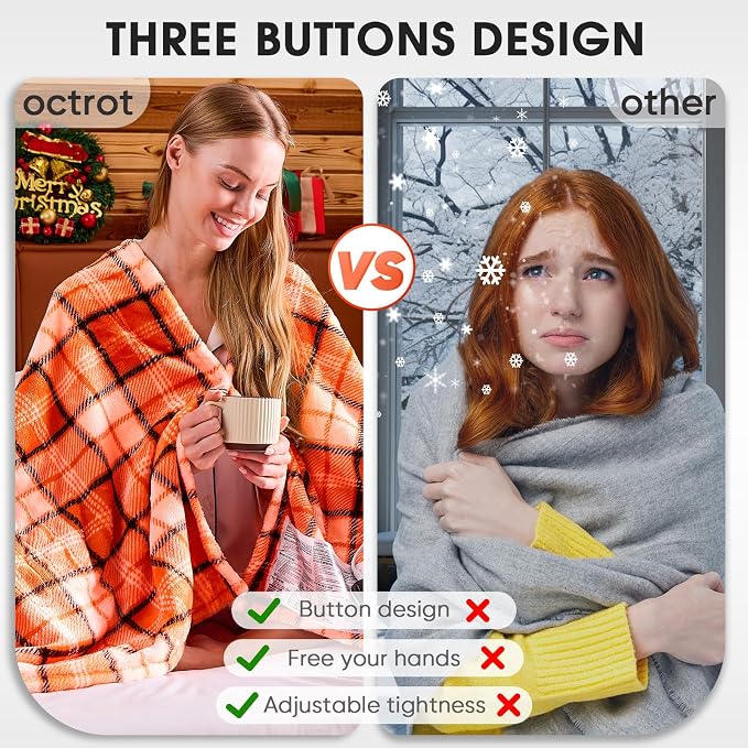 OCTROT Electric Heated Blanket King Size, 90X100 Orange Blanket - Image 7