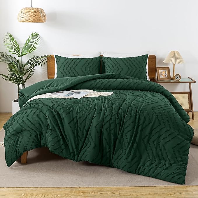 Andency Dark Emerald Green California King Comforter Set, Cal King Boho Soft by Andency