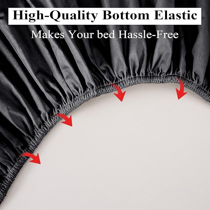 King Size Fitted Sheet Only Black, 100% Egyptian Cotton 600 Thread Count - Image 5