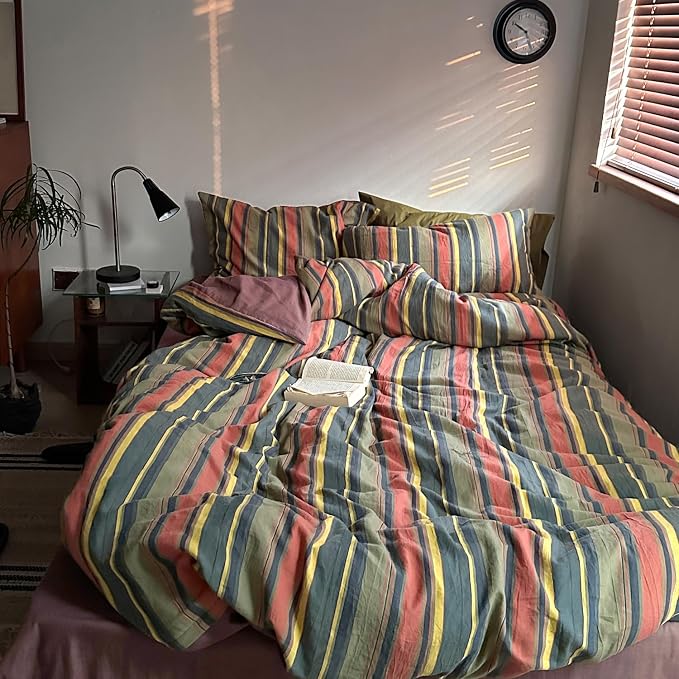 mixinni Vintage Striped Duvet Cover Set Full Size - Image 3