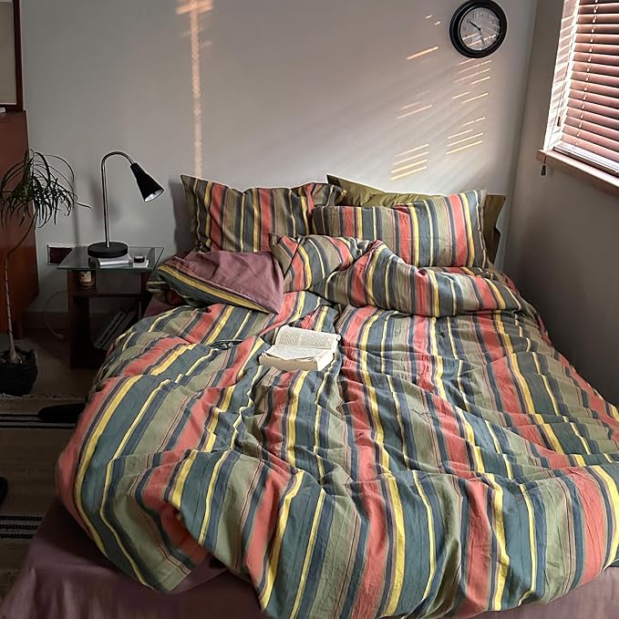 mixinni Vintage Striped Duvet Cover Set Twin Size - Image 3