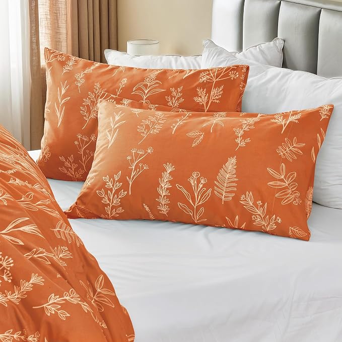 MUXHOMO Duvet Cover Queen Size, Reversible Floral Caramel Duvet Cover Set - Image 4
