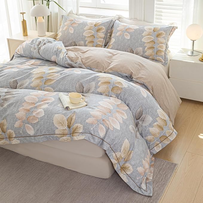 OAITE Duvet Cover Set King Size Floral Pattern 500 Thread Count Ultra Soft 100% - Image 3