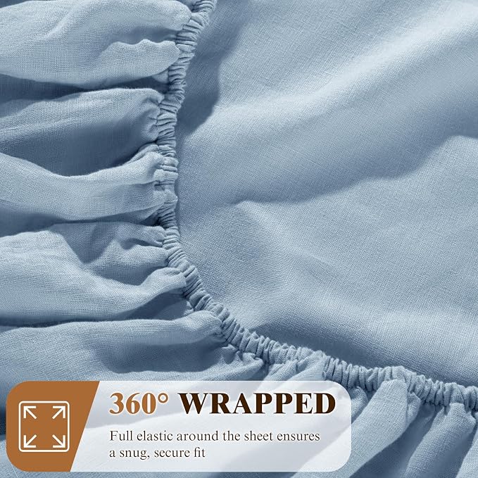 SONORO KATE 100% French Linen Fitted Sheet - Image 5