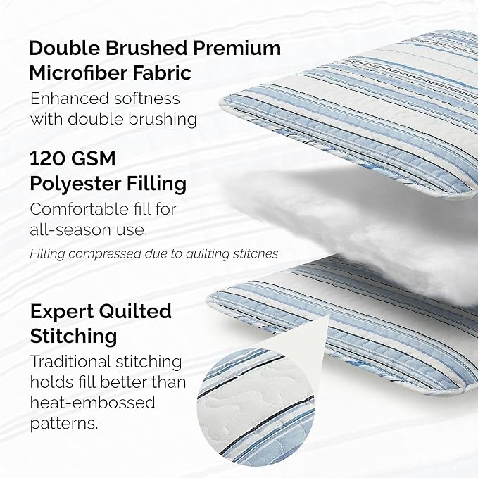 Southshore Fine Living, Inc. Oversized King Quilt Set, All Season Striped Blue - Image 3