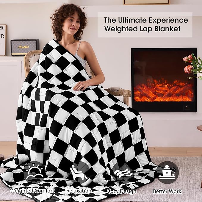 Black Checkered Weighted Blanket - Image 2