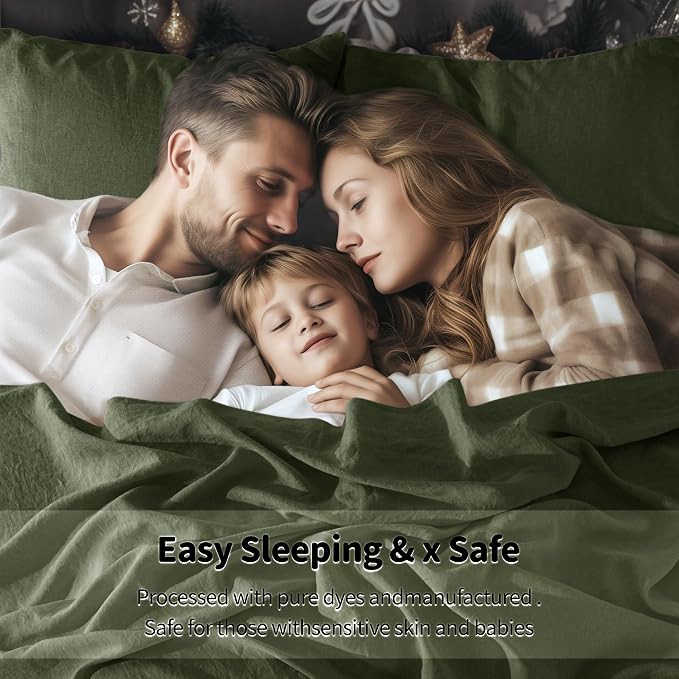 LBRO2M 100% Pure Linen Sheet Set Deep Pocket Up to 16" Bed Sheets Sets - Image 6