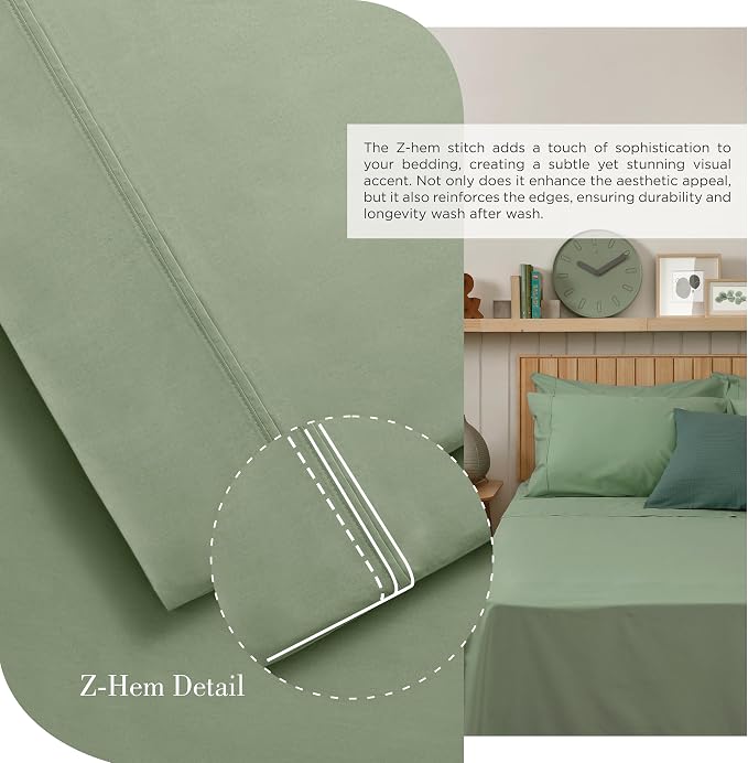 Linen Home 100% Cotton Percale Sheets King Size, 4-Piece Set - Image 3