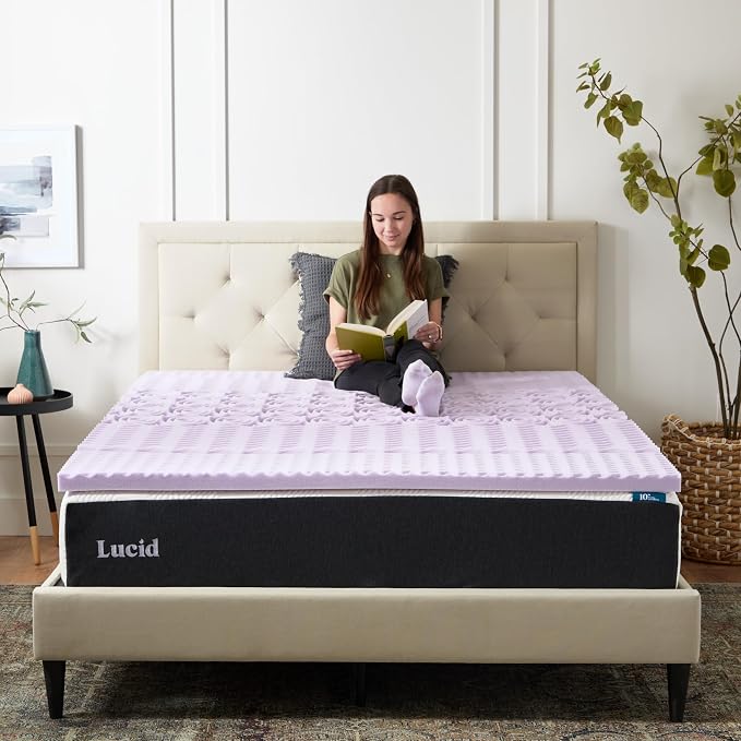 LUCID Lavender Infused 2 Inch Memory Foam Mattress Topper - Image 8