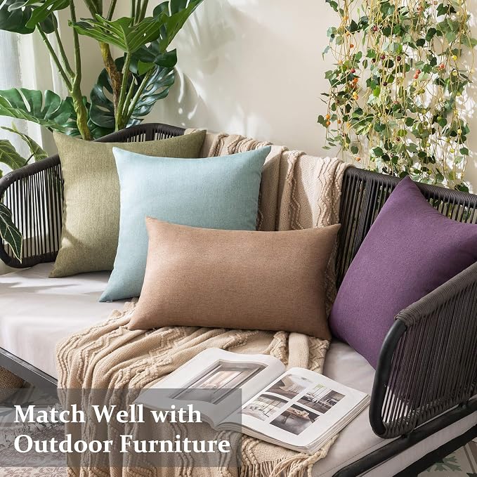 MIULEE Pack of 2 Decorative Outdoor Solid Waterproof Throw Pillow Covers Faux - Image 3