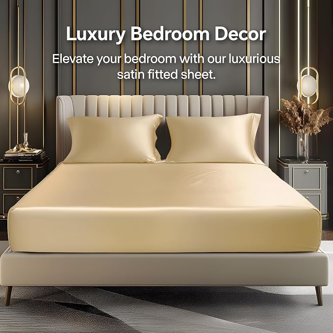 BEDELITE Satin Fitted Sheet and Pillowcases Set, Luxury Soft Similar to Silk - Image 2