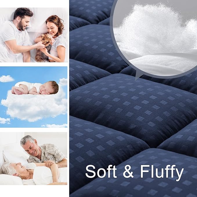 HYLEORY California King Mattress Pad Quilted Fitted Mattress Protector Cooling - Image 3