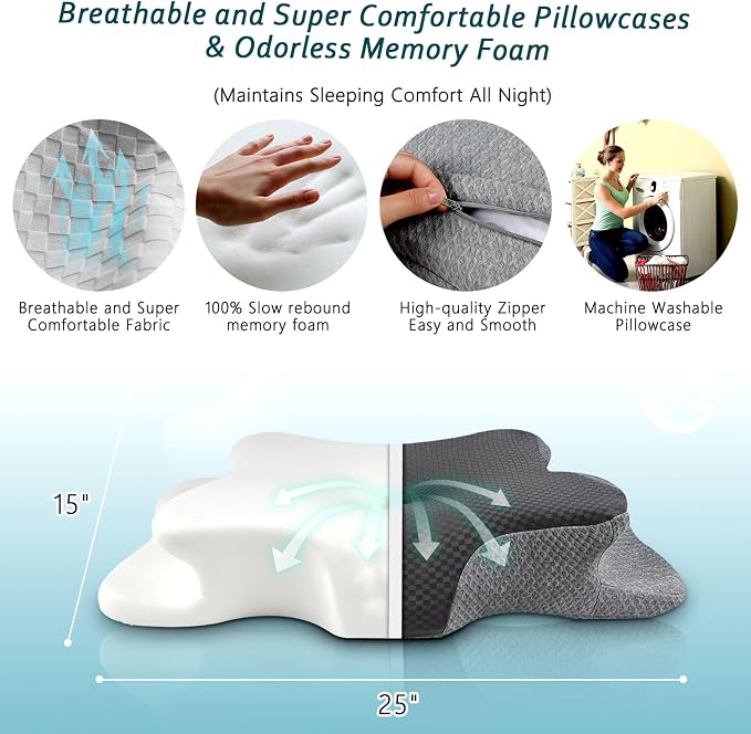 CHxxy Cervical Neck Pillow for Pain Relief Sleeping, Memory Foam Pillows - Image 7