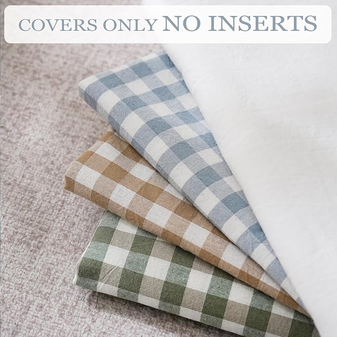 2 Pack Blue White Plaid Ruffle Throw Pillow Covers Farmhouse Checkered Chic - Image 7