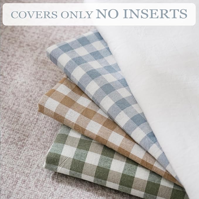 2 Pack Blue White Plaid Gingham Ruffle Pillow Shams Standard Size 20x26 inches - Image 6