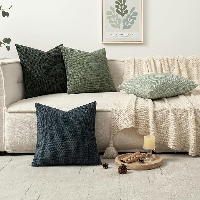 MIULEE Pack of 4 Couch Throw Pillow Covers 18x18 Inch Neutral Green Soft - Image 5