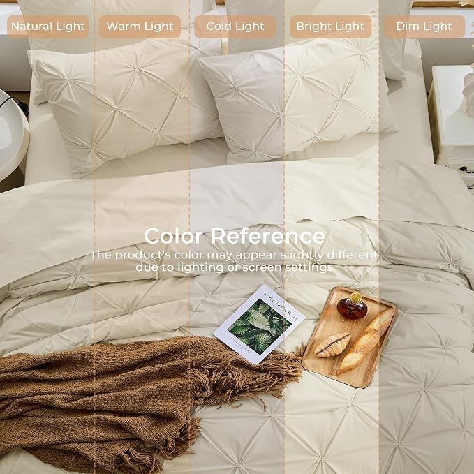 Sasttie Twin XL Comforter Set, 5-Piece Bed in a Bag, Pintuck Bedding Sets - Image 8