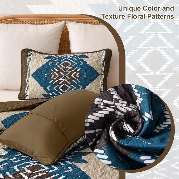 Dintszyayue Boho Quilt Set King Size, 3 Pieces Texture Southwestern Bedding Set - Image 7