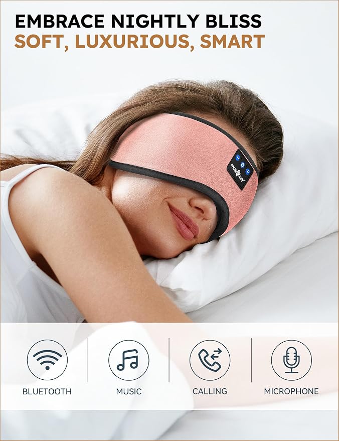 MUSICOZY Sleep Headphones Bluetooth 5.4 Headband Sleeping Eye Mask - Image 2