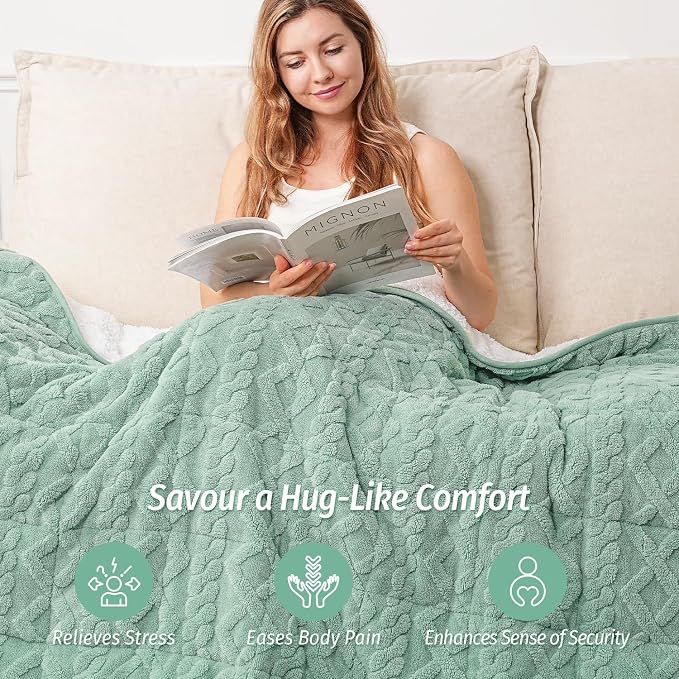 Wemore Weighted Blanket for Adults Twin Size 15 lbs, Dual Sided Soft Fuzzy - Image 4