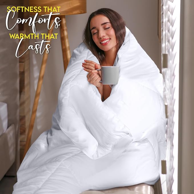 Utopia Bedding Full Comforter Duvet Insert, Quilted White Comforter - Image 4