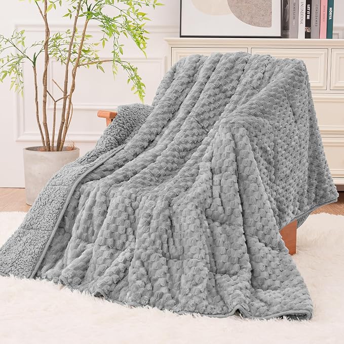 Super Fuzzy Soft Fleece Sherpa Weighted Blanket 20 lbs by EazfyPro